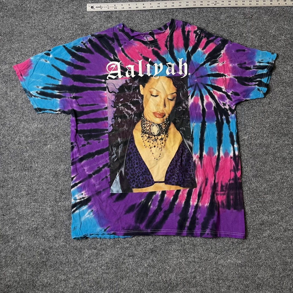 Aaliyah T-Shirt Mens Size XL Tie Dye Pink Purple Blue Graphic Print Streetwear
